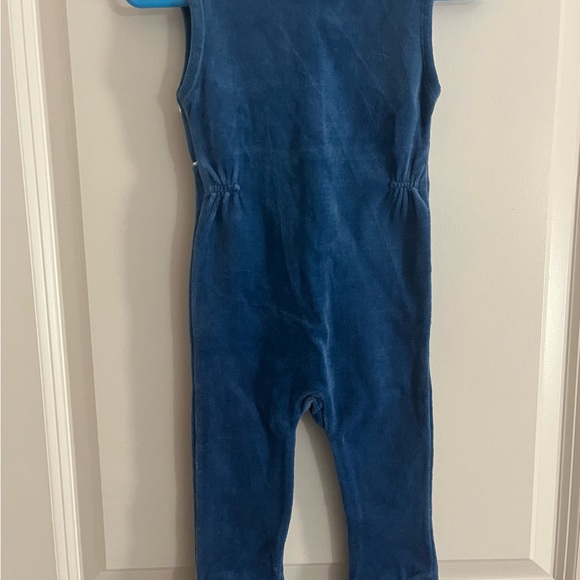 Blue Footed European Velour Baby Romper Made in Austria - Picture 4 of 7